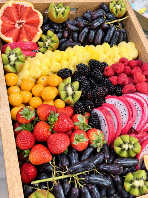 Colorful fresh fruit catering board