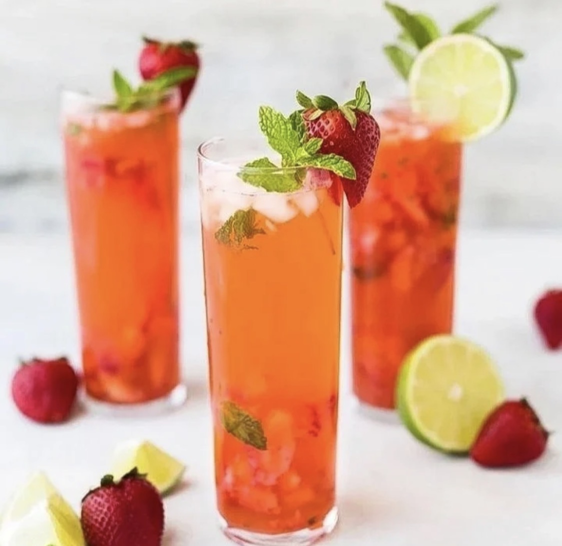 Strawberry and lime mocktails